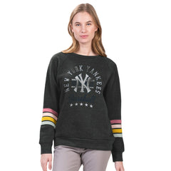 New York Yankees G-III 4Her by Carl Banks Women's Allana Stripe Pullover Sweatshirt - Charcoal - MLB Online