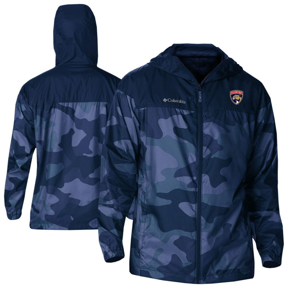 Florida Panthers Columbia Camo Flash Challenger Omni-Shade Full-Zip Hoodie Windbreaker - Navy - NHL 202780777