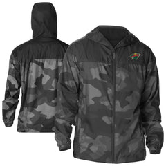 Minnesota Wild Columbia Camo Flash Challenger Omni-Shade Full-Zip Hoodie Windbreaker - Black - NHL 202780782