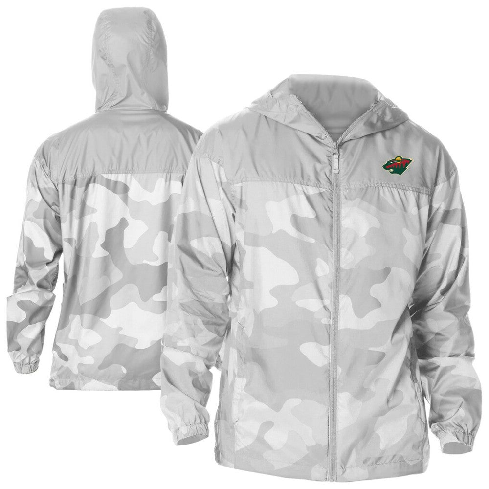 Minnesota Wild Columbia Camo Flash Challenger Omni-Shade Full-Zip Hoodie Windbreaker - Gray - NHL 202780783