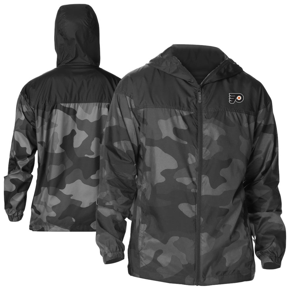Philadelphia Flyers Columbia Camo Flash Challenger Omni-Shade Full-Zip Hoodie Windbreaker - Black - NHL 202780796