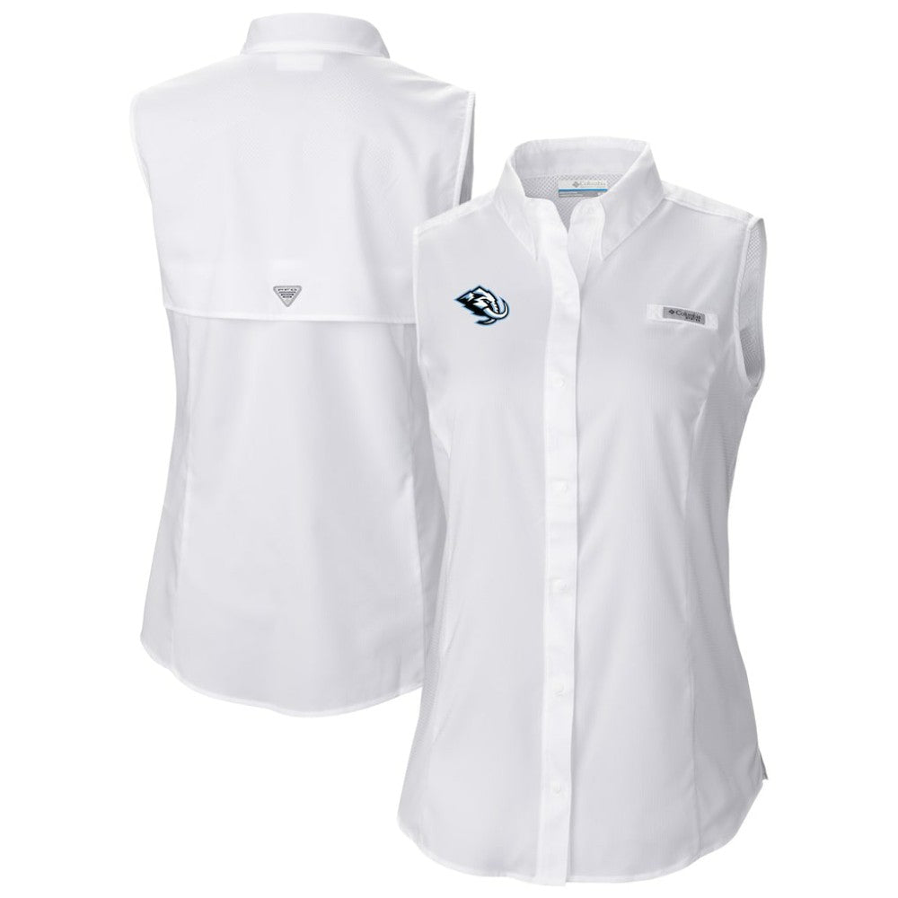 Utah Mammoth Columbia Women's Tamiami Omni-Shade Sleeveless Button-Up Shirt - White - NHL 202783902