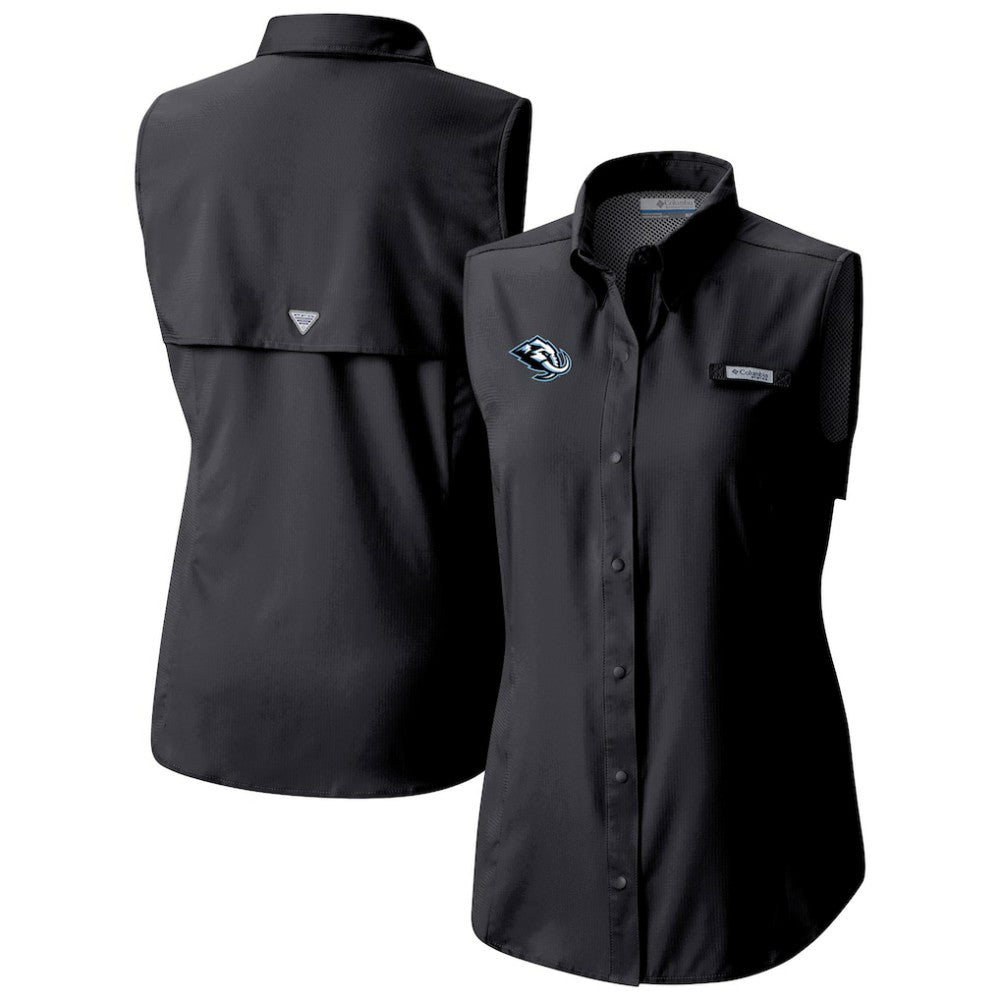 Utah Mammoth Columbia Women's Tamiami Omni-Shade Sleeveless Button-Up Shirt - Black - NHL 202783906