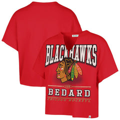 Connor Bedard Chicago Blackhawks '47 Women's Elation Name & Number Oversized Notch Neck T-Shirt - Red - NHL 202784299
