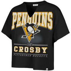 Sidney Crosby Pittsburgh Penguins '47 Women's Elation Name & Number Oversized Notch Neck T-Shirt - Black - NHL 202784300