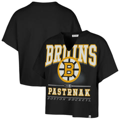 David Pastrnak Boston Bruins '47 Women's Elation Name & Number Oversized Notch Neck T-Shirt - Black - NHL 202784302