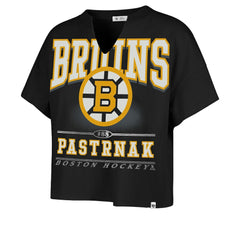 David Pastrnak Boston Bruins '47 Women's Elation Name & Number Oversized Notch Neck T-Shirt - Black - NHL 202784302