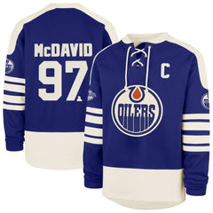 Connor McDavid Edmonton Oilers '47 Player Name & Number Sweep Check Eternal Lacer Sweatshirt - Royal - NHL 202784307