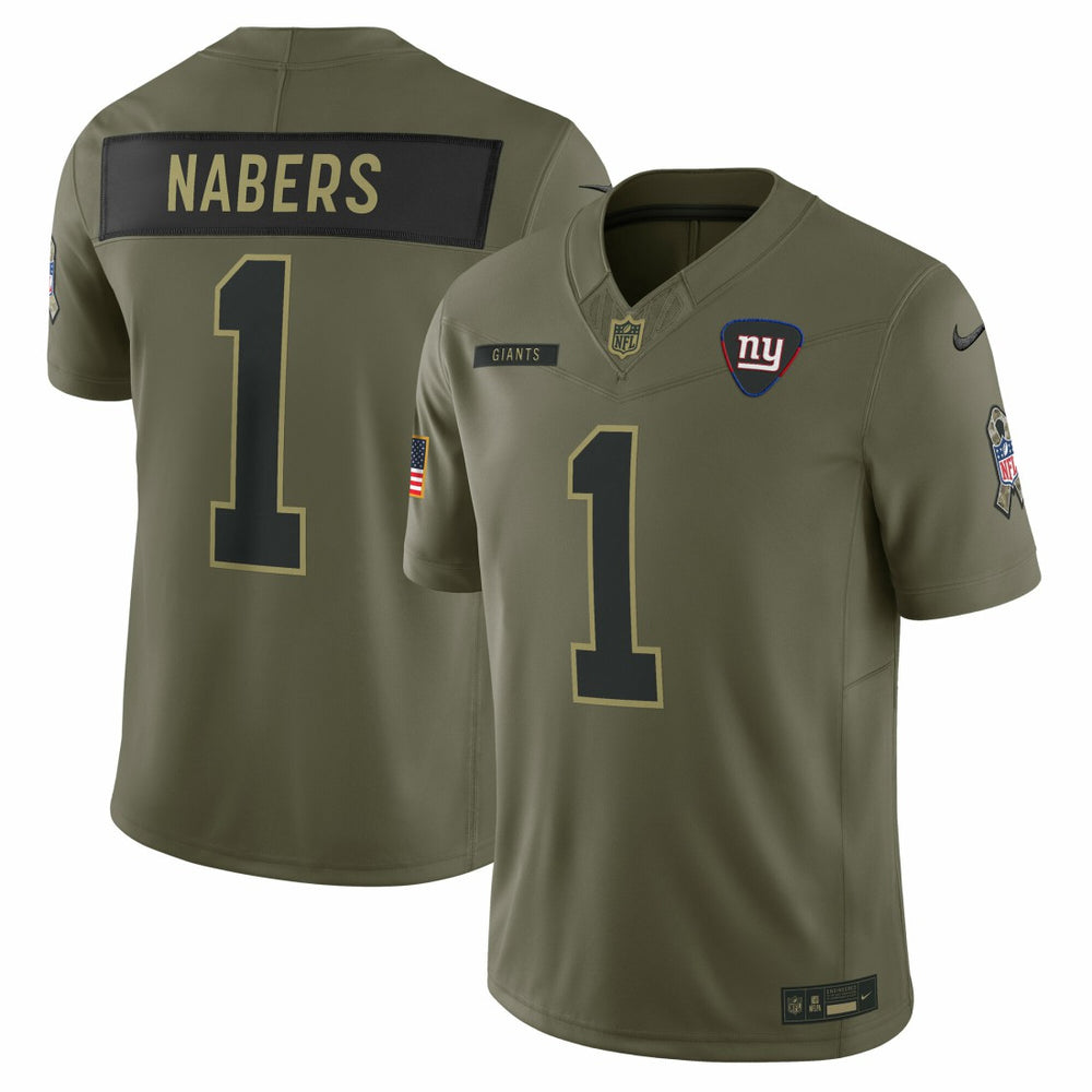 Nike Malik Nabers New York Giants 2025 Salute to Service Limited Jersey Olive