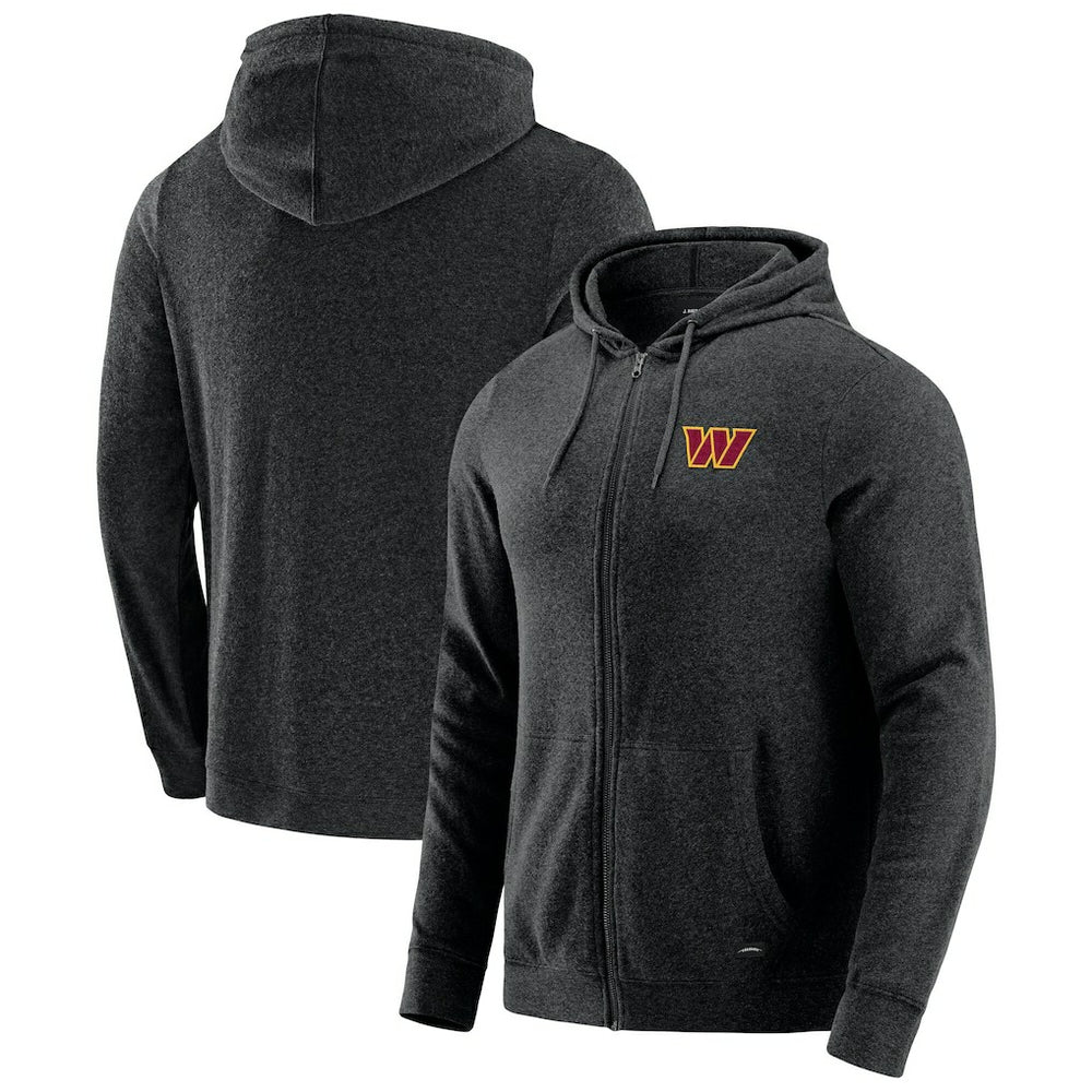 Washington Commanders J. Palmer Players Lounge Tri-Blend Full-Zip Hoodie Dark Heather Gray