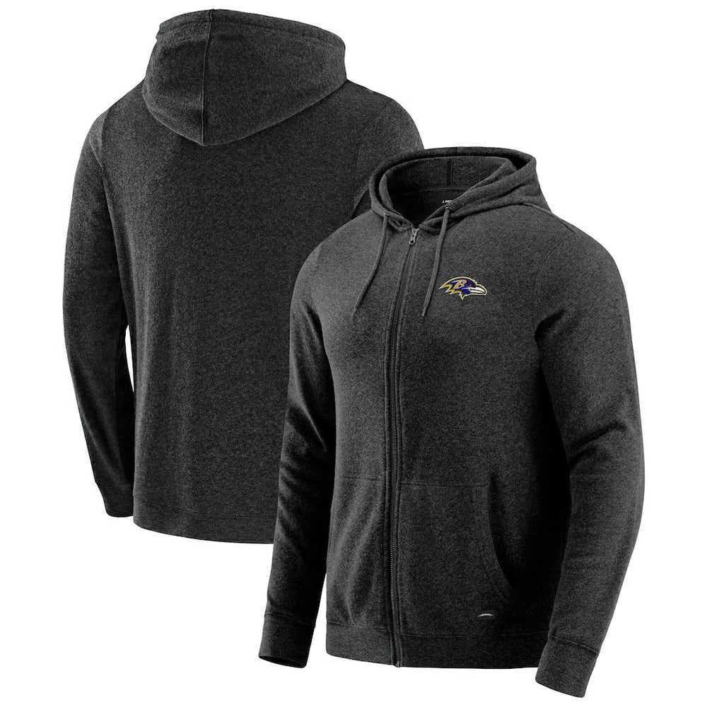 Baltimore Ravens J. Palmer Players Lounge Tri-Blend Full-Zip Hoodie Dark Heather Gray