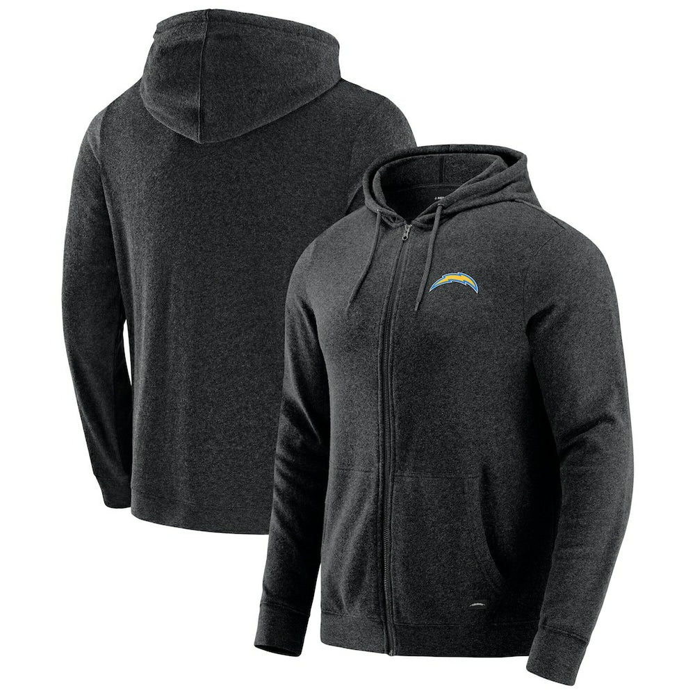 Los Angeles Chargers J. Palmer Players Lounge Tri-Blend Full-Zip Hoodie Dark Heather Gray