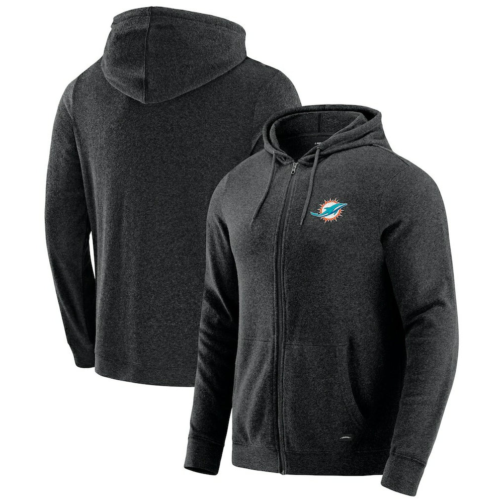 Miami Dolphins J. Palmer Players Lounge Tri-Blend Full-Zip Hoodie Dark Heather Gray