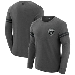 Las Vegas Raiders J. Palmer Players Lounge Raglan Tri-Blend Sweatshirt Dark Heather Gray