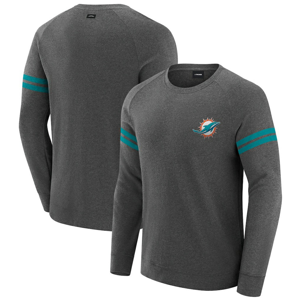 Miami Dolphins J. Palmer Players Lounge Raglan Tri-Blend Sweatshirt Dark Heather Gray
