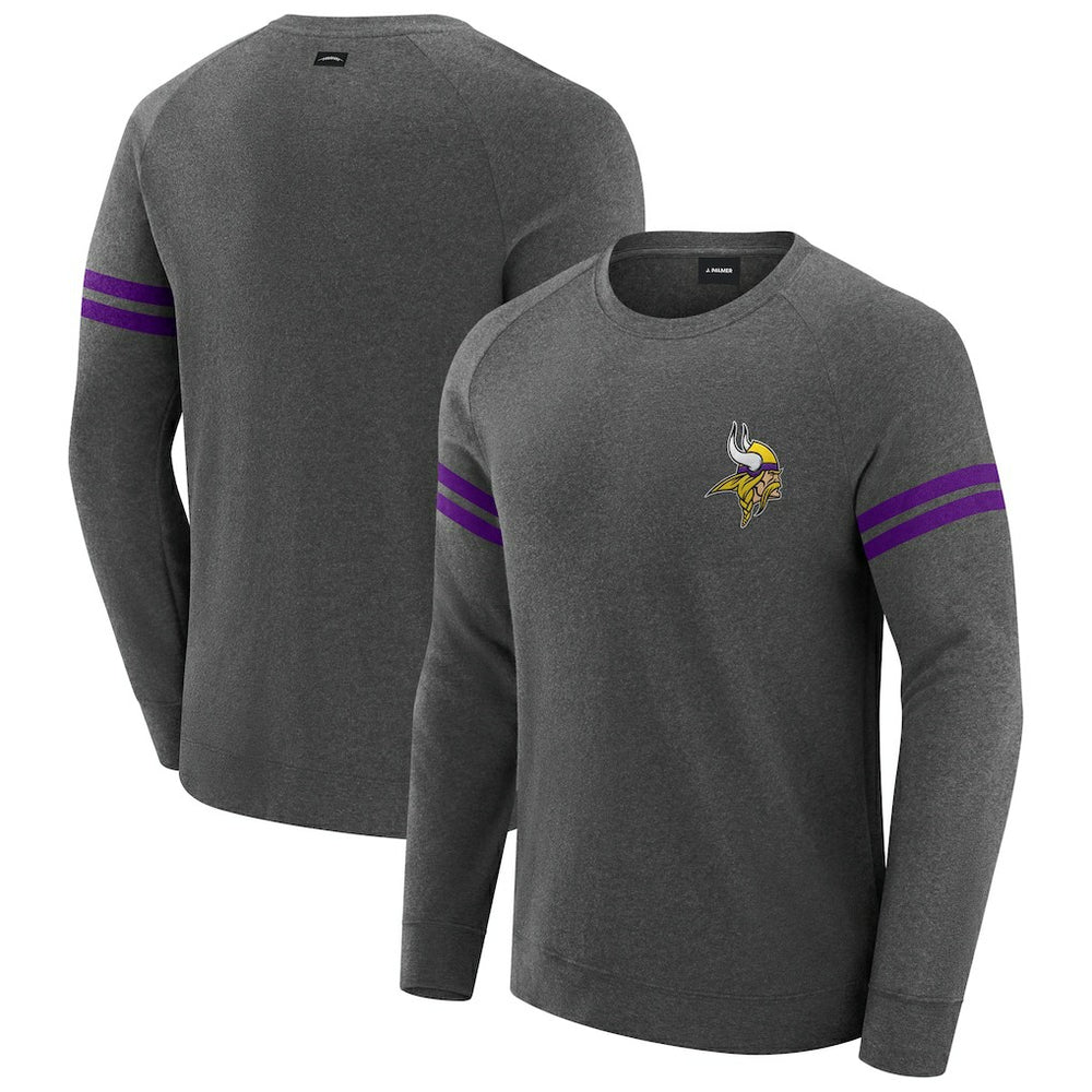 Minnesota Vikings J. Palmer Players Lounge Raglan Tri-Blend Sweatshirt Dark Heather Gray