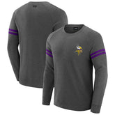 Minnesota Vikings J. Palmer Players Lounge Raglan Tri-Blend Sweatshirt Dark Heather Gray
