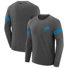 Detroit Lions J. Palmer Players Lounge Raglan Tri-Blend Sweatshirt Dark Heather Gray