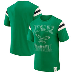Fanatics Philadelphia Eagles Darius Rucker Collection Distressed Throwback Shoulder Stripe T-Shirt Kelly Green