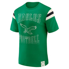 Fanatics Philadelphia Eagles Darius Rucker Collection Distressed Throwback Shoulder Stripe T-Shirt Kelly Green