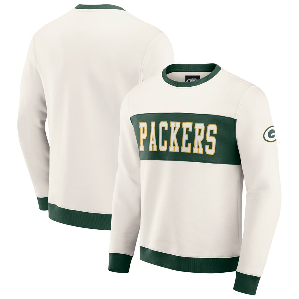 Fanatics Green Bay Packers Darius Rucker Collection Colorblock Pullover Sweatshirt Cream
