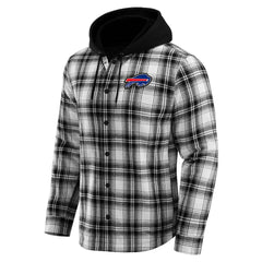 Fanatics Buffalo Bills NFL x Darius Rucker Collection Plaid Flannel Quilted Full-Snap Hooded Shacket Black