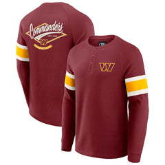 Fanatics Washington Commanders Darius Rucker Collection Waffle-Knit Raglan Long Sleeve Henley T-Shirt Burgundy