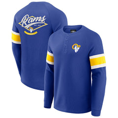 Fanatics Los Angeles Rams Darius Rucker Collection Waffle-Knit Raglan Long Sleeve Henley T-Shirt Royal