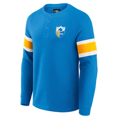 Fanatics Los Angeles Chargers Darius Rucker Collection Waffle-Knit Raglan Long Sleeve Henley T-Shirt Powder Blue
