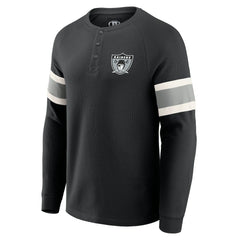Fanatics Las Vegas Raiders Darius Rucker Collection Waffle-Knit Raglan Long Sleeve Henley T-Shirt Black