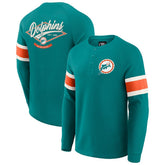 Fanatics Miami Dolphins Darius Rucker Collection Waffle-Knit Raglan Long Sleeve Henley T-Shirt Aqua