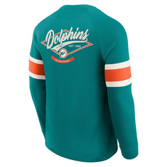 Fanatics Miami Dolphins Darius Rucker Collection Waffle-Knit Raglan Long Sleeve Henley T-Shirt Aqua
