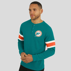 Fanatics Miami Dolphins Darius Rucker Collection Waffle-Knit Raglan Long Sleeve Henley T-Shirt Aqua