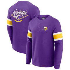 Fanatics Minnesota Vikings Darius Rucker Collection Waffle-Knit Raglan Long Sleeve Henley T-Shirt Purple