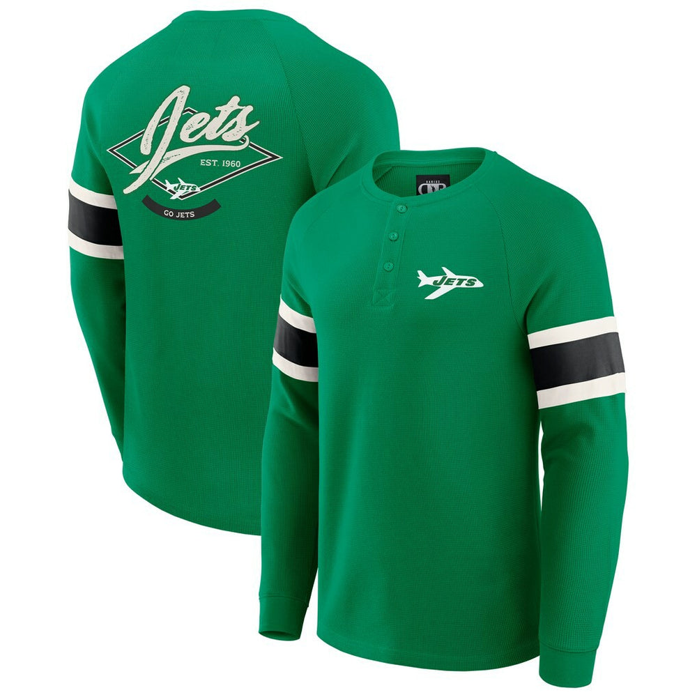 Fanatics New York Jets Darius Rucker Collection Waffle-Knit Raglan Long Sleeve Henley T-Shirt Kelly Green