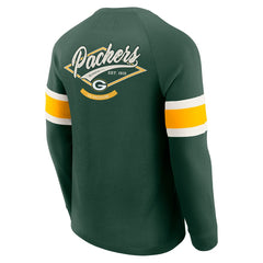 Fanatics Green Bay Packers Darius Rucker Collection Waffle-Knit Raglan Long Sleeve Henley T-Shirt Green