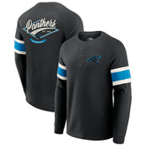 Fanatics Carolina Panthers Darius Rucker Collection Waffle-Knit Raglan Long Sleeve Henley T-Shirt Black