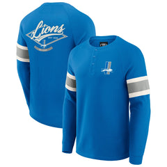 Fanatics Detroit Lions Darius Rucker Collection Waffle-Knit Raglan Long Sleeve Henley T-Shirt Blue