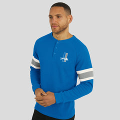 Fanatics Detroit Lions Darius Rucker Collection Waffle-Knit Raglan Long Sleeve Henley T-Shirt Blue
