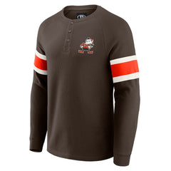 Fanatics Cleveland Browns Darius Rucker Collection Waffle-Knit Raglan Long Sleeve Henley T-Shirt Brown