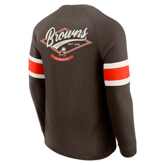 Fanatics Cleveland Browns Darius Rucker Collection Waffle-Knit Raglan Long Sleeve Henley T-Shirt Brown