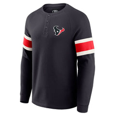 Fanatics Houston Texans Darius Rucker Collection Waffle-Knit Raglan Long Sleeve Henley T-Shirt Navy