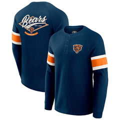 Fanatics Chicago Bears Darius Rucker Collection Waffle-Knit Raglan Long Sleeve Henley T-Shirt Navy
