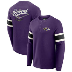 Fanatics Baltimore Ravens Darius Rucker Collection Waffle-Knit Raglan Long Sleeve Henley T-Shirt Purple