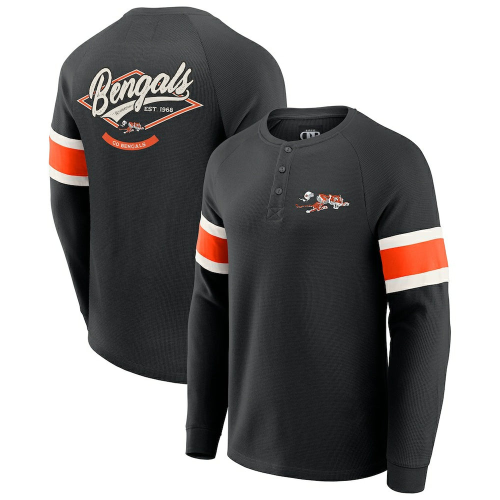 Fanatics Cincinnati Bengals Darius Rucker Collection Waffle-Knit Raglan Long Sleeve Henley T-Shirt Black