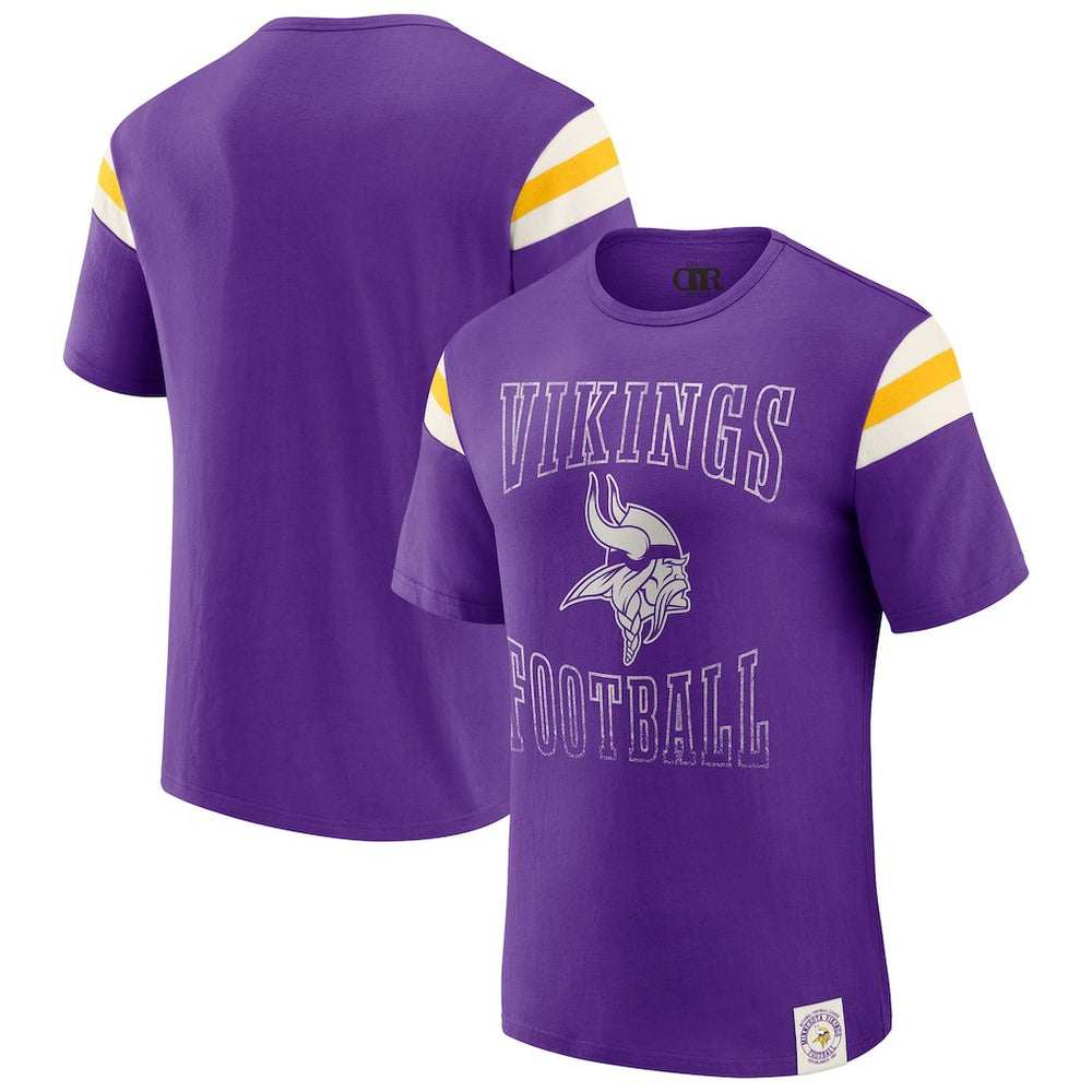 Fanatics Minnesota Vikings Darius Rucker Collection Football Stripe Sleeve T-Shirt Purple