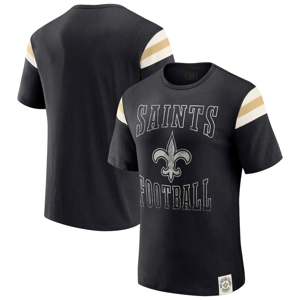 Fanatics New Orleans Saints Darius Rucker Collection Football Stripe Sleeve T-Shirt Black