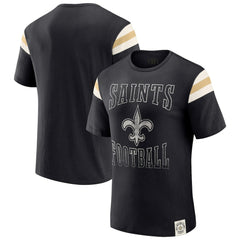 Fanatics New Orleans Saints Darius Rucker Collection Football Stripe Sleeve T-Shirt Black