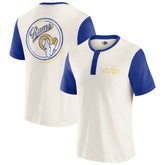 Fanatics Los Angeles Rams Darius Rucker Collection Henley Colorblock Slub Pocket T-Shirt Cream