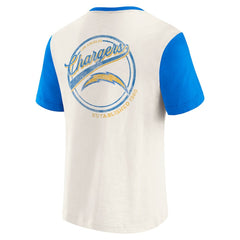 Fanatics Los Angeles Chargers Darius Rucker Collection Henley Colorblock Slub Pocket T-Shirt Cream